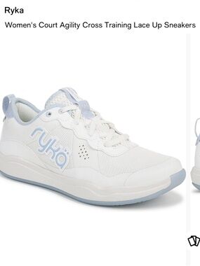 Ryka Women's Lace-Up Sneakers in White and Light Blue